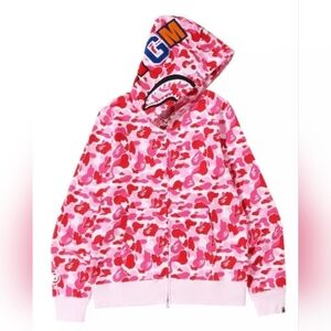 BAPE ABC Pink Camo Shark Full Zip Hoodie - Size S